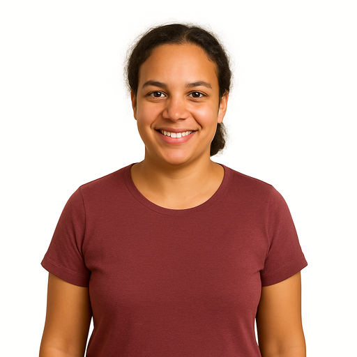 Amara: KI-Foto einer jungen Frau im T-Shirt